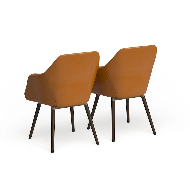 Faux Leather Armchair Set of 2 in Cappuccino