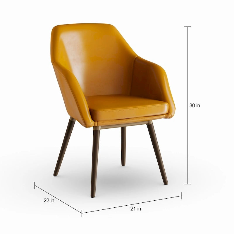 Faux Leather Armchair Set of 2 in Cappuccino