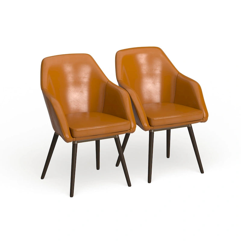 Faux Leather Armchair Set of 2 in Cappuccino