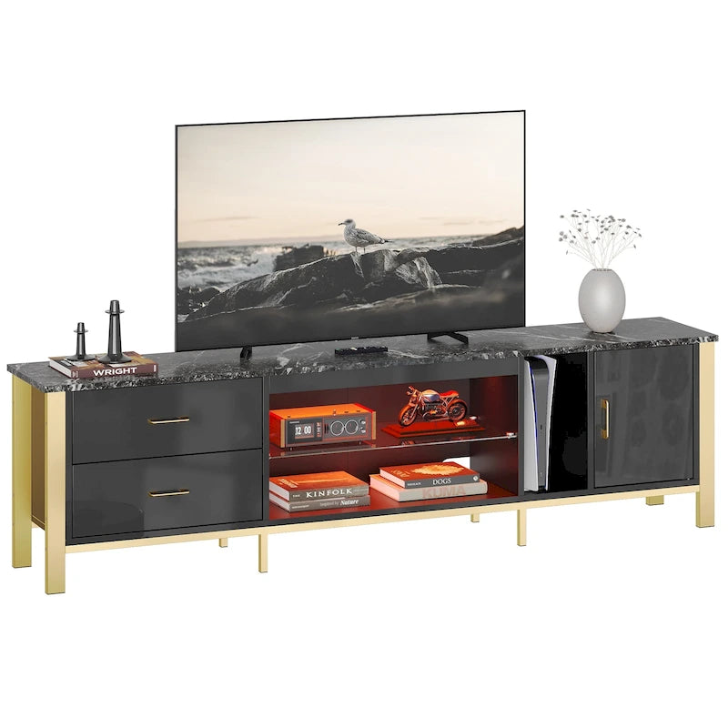 80 Inch LED TV Stand with 2 Drawers for TVs up to 85 Inch