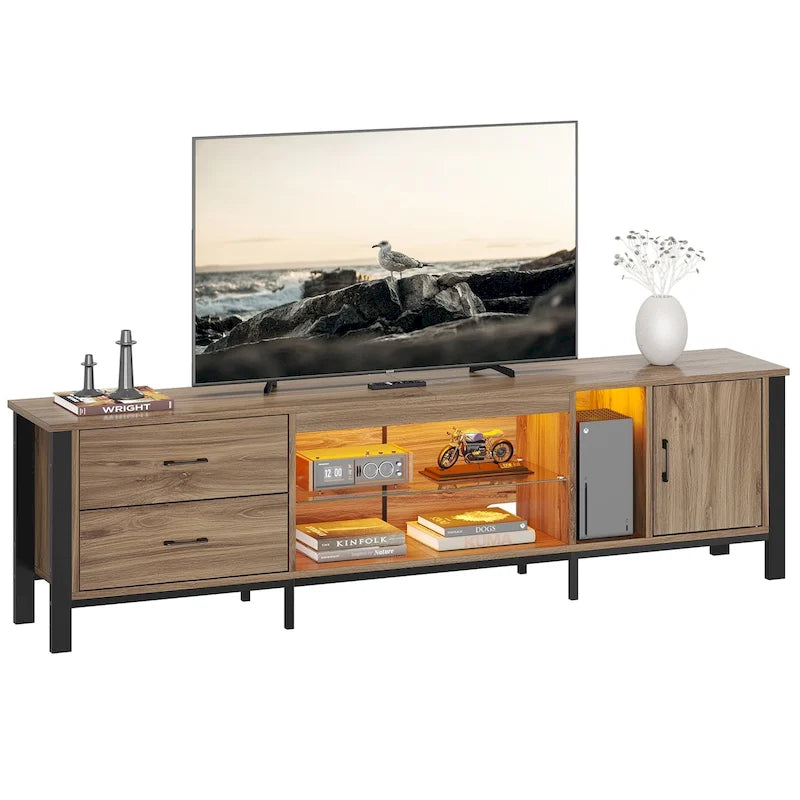 80 Inch LED TV Stand with 2 Drawers for TVs up to 85 Inch