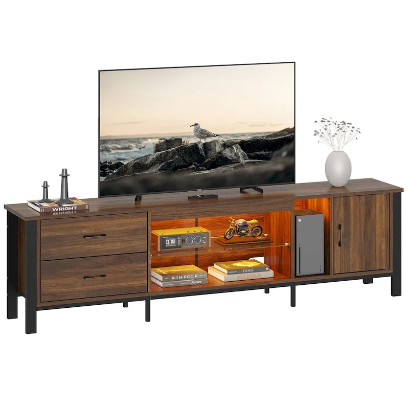 80 Inch LED TV Stand with 2 Drawers for TVs up to 85 Inch