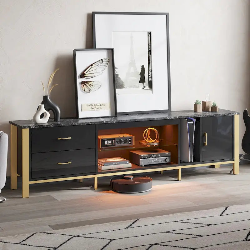 80 Inch LED TV Stand with 2 Drawers for TVs up to 85 Inch