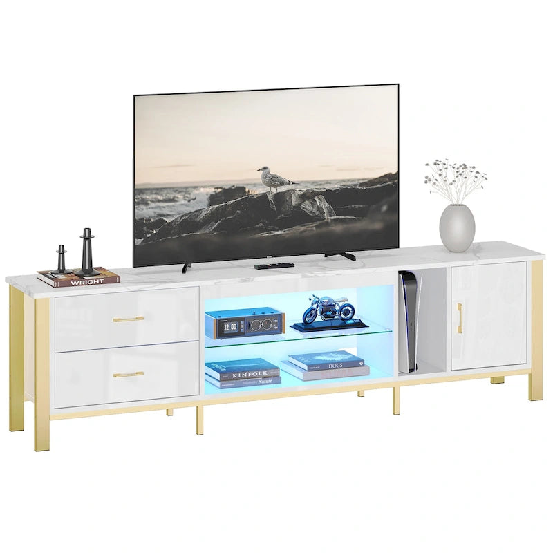 80 Inch LED TV Stand with 2 Drawers for TVs up to 85 Inch