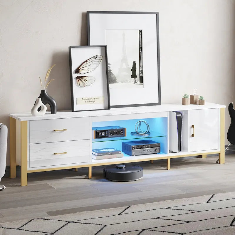 80 Inch LED TV Stand with 2 Drawers for TVs up to 85 Inch