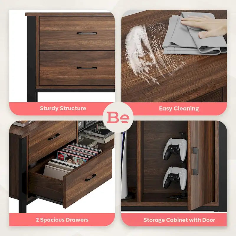 80 Inch LED TV Stand with 2 Drawers for TVs up to 85 Inch