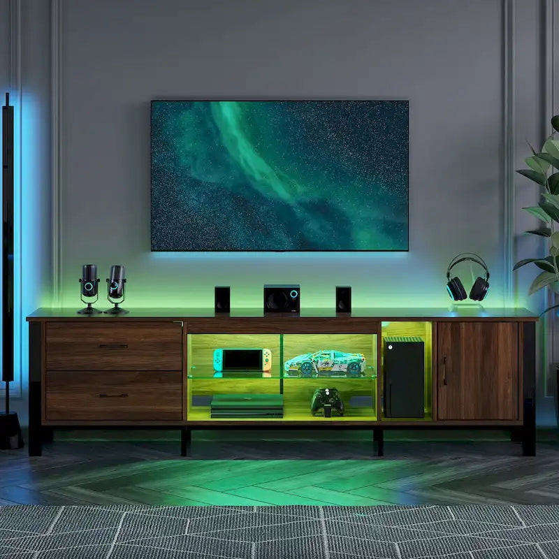 80 Inch LED TV Stand with 2 Drawers for TVs up to 85 Inch
