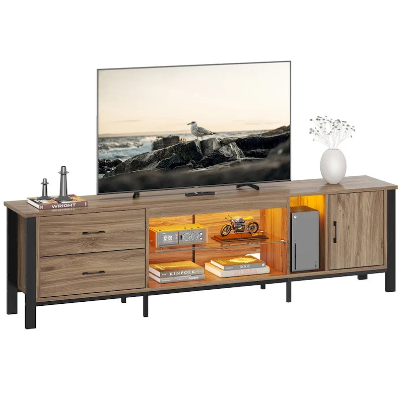80 Inch LED TV Stand with 2 Drawers for TVs up to 85 Inch