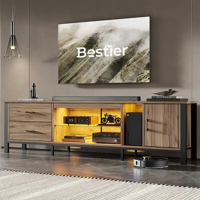 80 Inch LED TV Stand with 2 Drawers for TVs up to 85 Inch