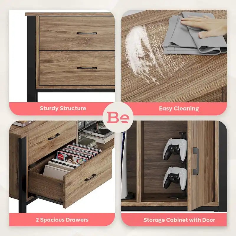 80 Inch LED TV Stand with 2 Drawers for TVs up to 85 Inch
