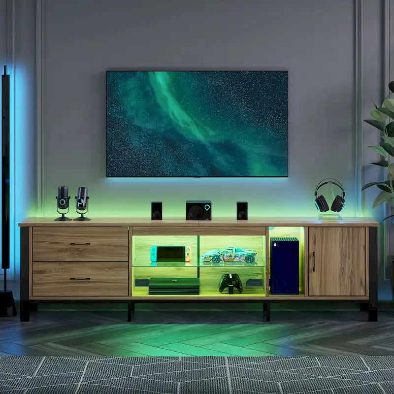 80 Inch LED TV Stand with 2 Drawers for TVs up to 85 Inch