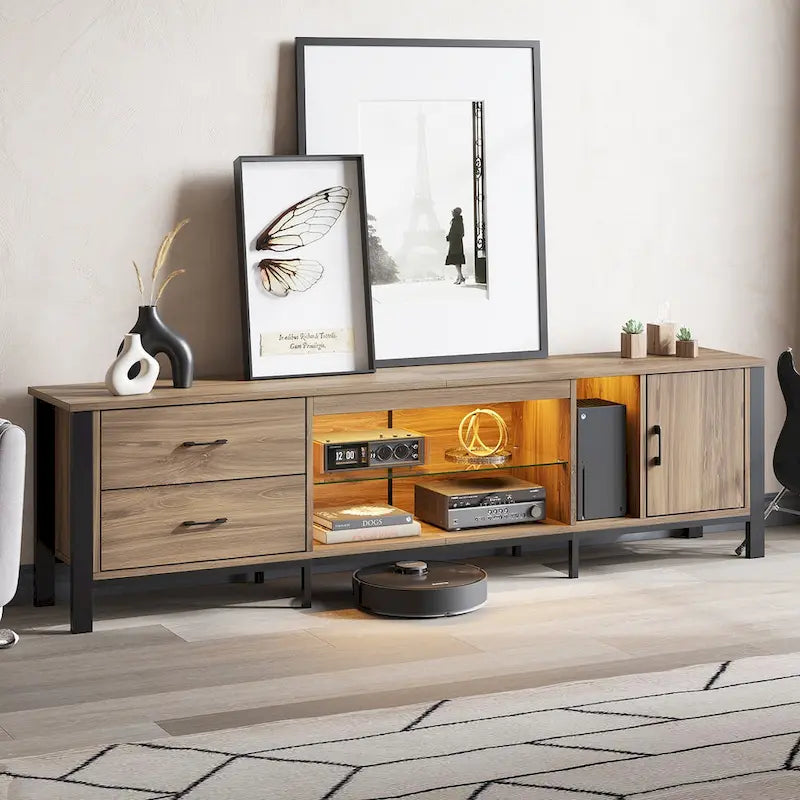 80 Inch LED TV Stand with 2 Drawers for TVs up to 85 Inch