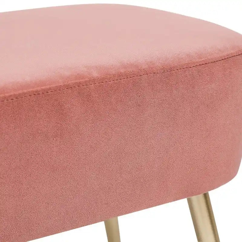 Velvet Bench Footrest with Metal Legs for Bedroom or Entryway