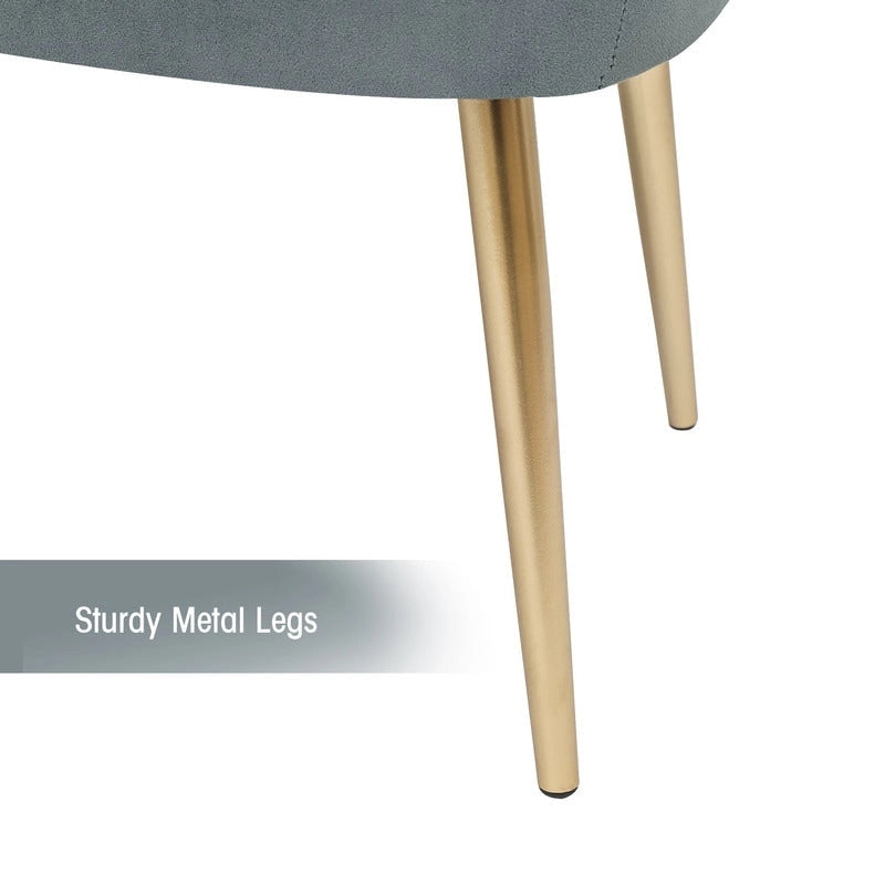 Velvet Bench Footrest with Metal Legs for Bedroom or Entryway