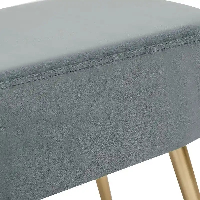 Velvet Bench Footrest with Metal Legs for Bedroom or Entryway