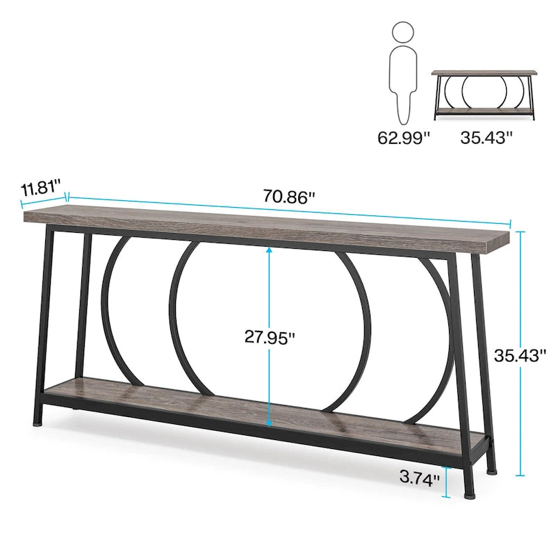 70.9 Inch Extra Long Narrow Console Table with Storage
