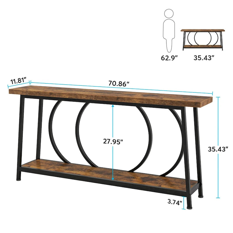70.9 Inch Extra Long Narrow Console Table with Storage