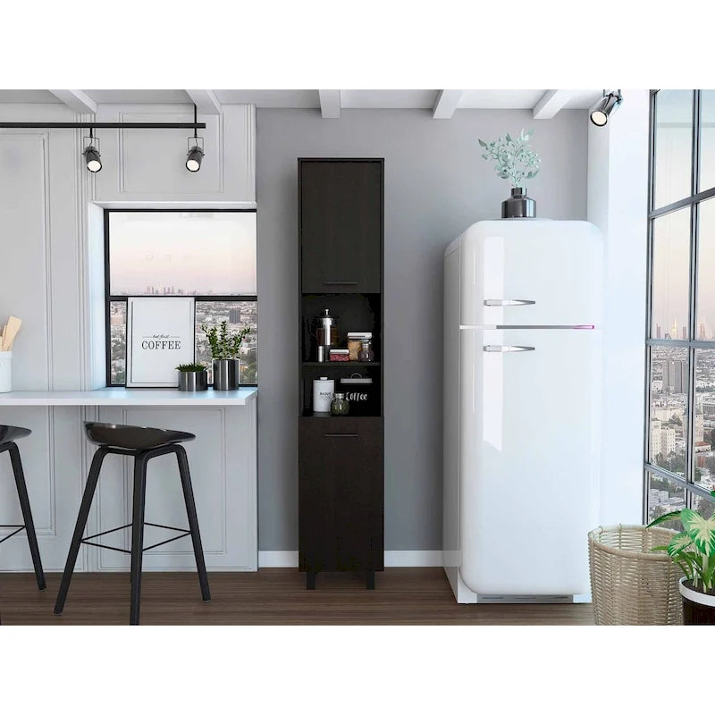 Black Sleek Tall Pantry Cabinet for Kitchen Storage