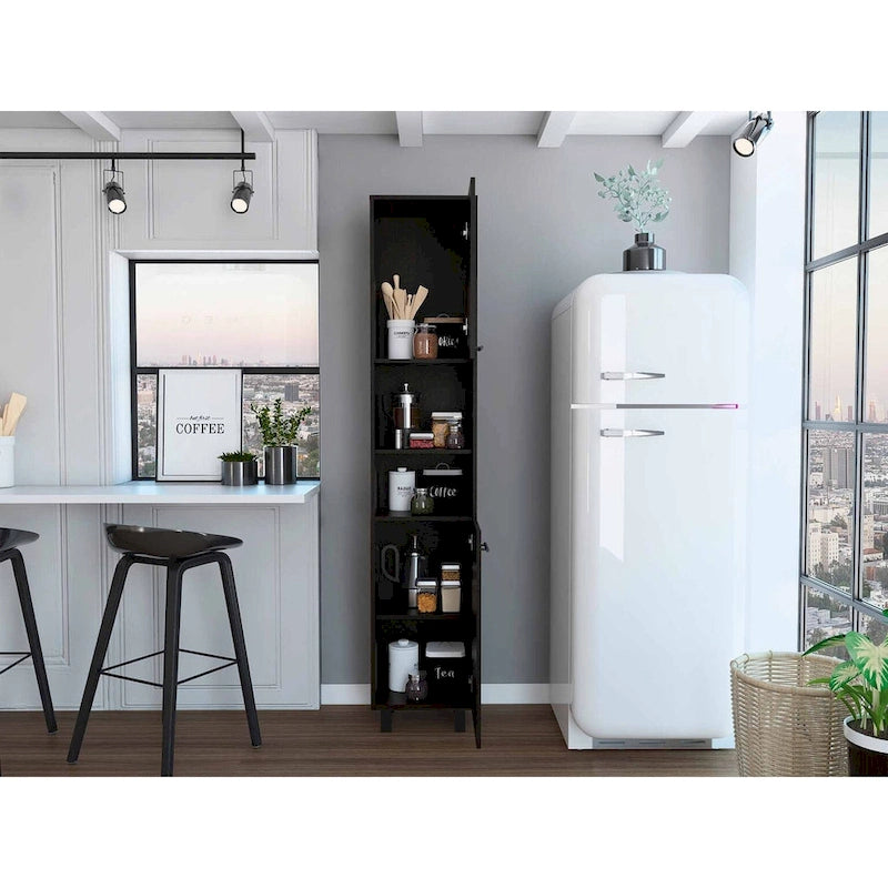 Black Sleek Tall Pantry Cabinet for Kitchen Storage