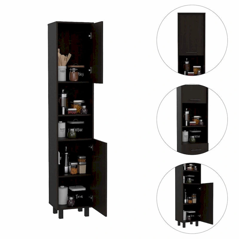 Black Sleek Tall Pantry Cabinet for Kitchen Storage