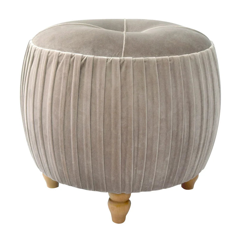 Velvet Small Round Ottoman for Living Room or Bedroom