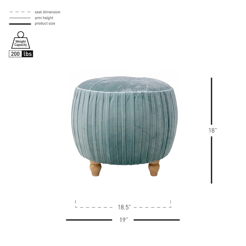 Velvet Small Round Ottoman for Living Room or Bedroom