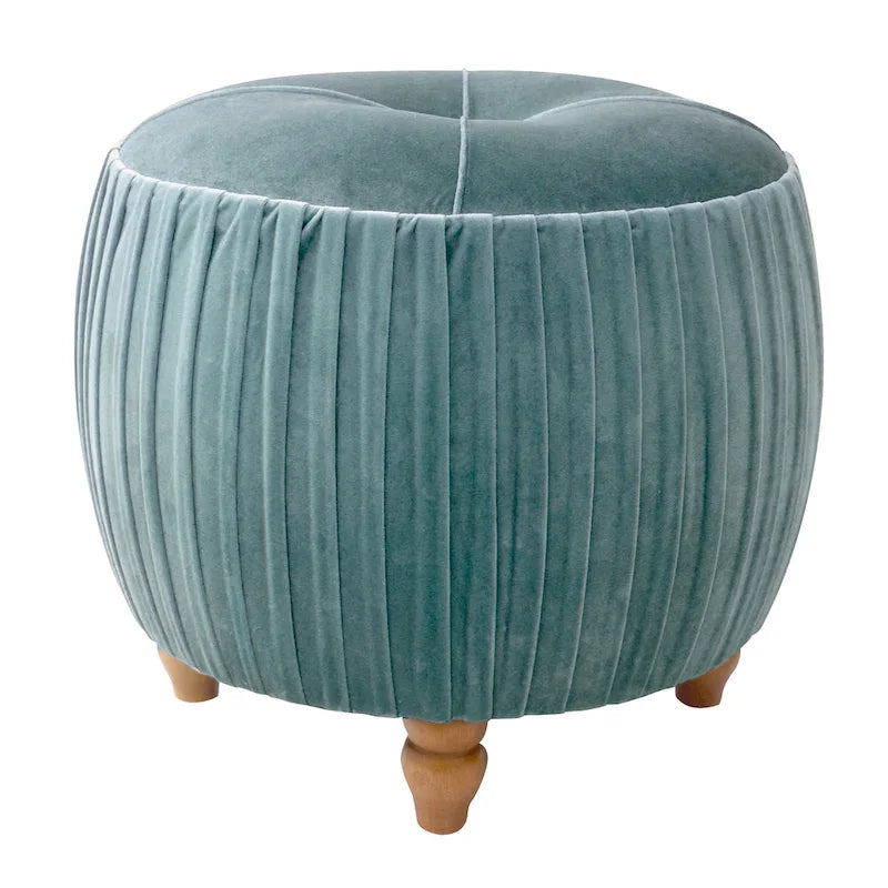 Velvet Small Round Ottoman for Living Room or Bedroom