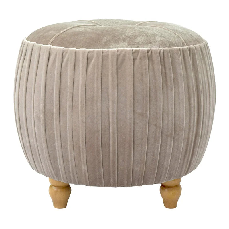 Velvet Small Round Ottoman for Living Room or Bedroom