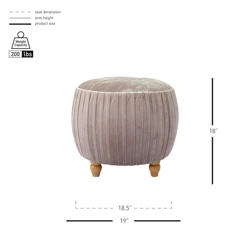 Velvet Small Round Ottoman for Living Room or Bedroom