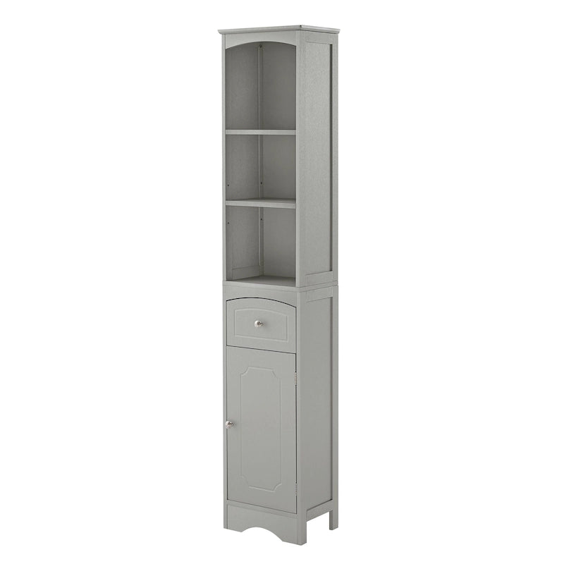 Tall Freestanding Linen Tower Bathroom Storage Cabinet with Drawer