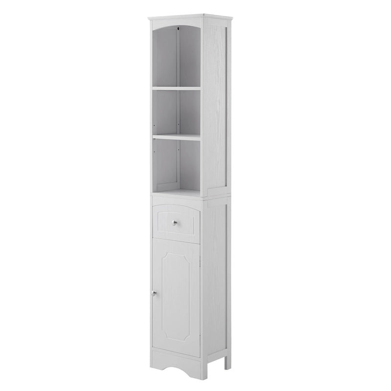 Tall Freestanding Linen Tower Bathroom Storage Cabinet with Drawer