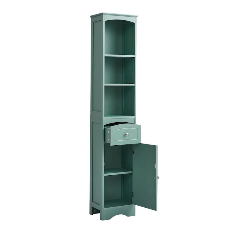 Tall Freestanding Linen Tower Bathroom Storage Cabinet with Drawer