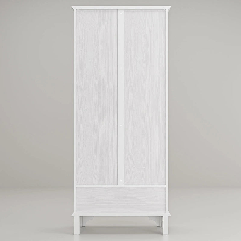 Oak Finish Tall Display Cabinet with Drawer - 70.9H x 31.5W