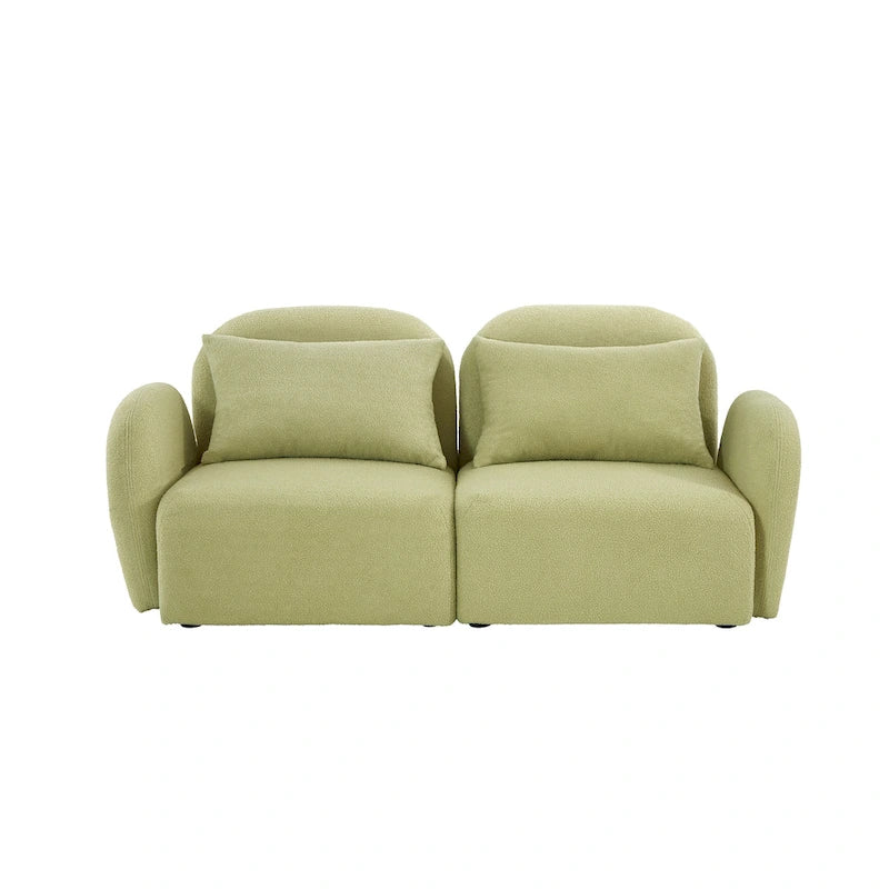 Lazy Sofa Loveseat in White Teddy Fabric for Living Room