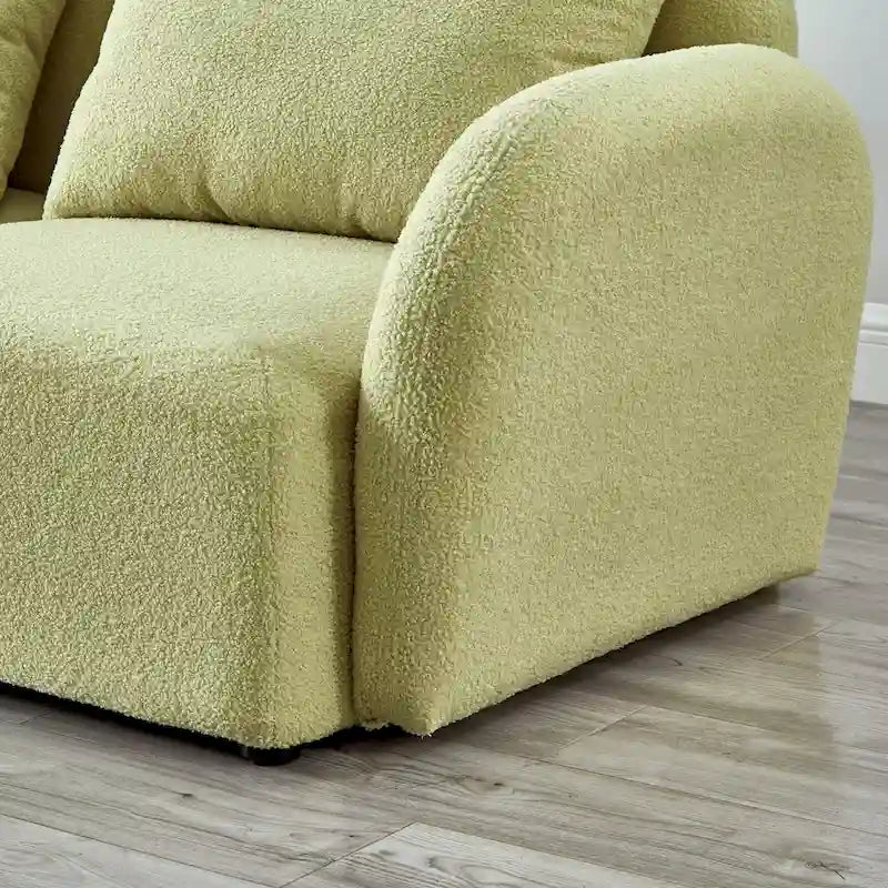 Lazy Sofa Loveseat in White Teddy Fabric for Living Room