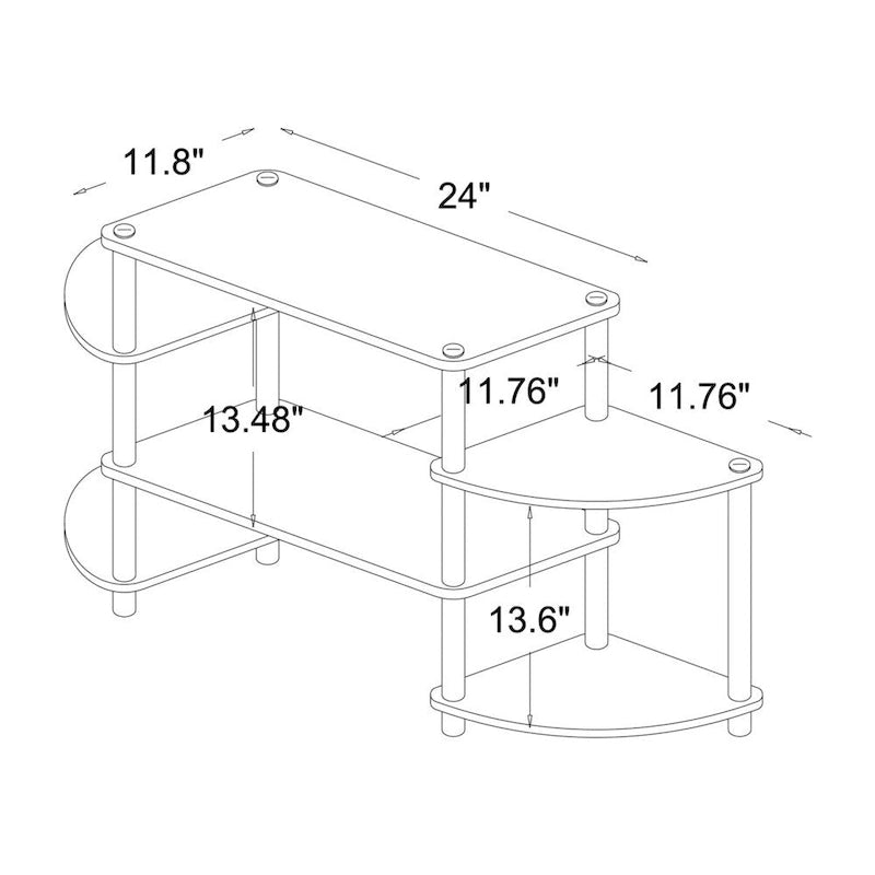 Triple Tier TV Stand Entertainment Center with Open Shelves