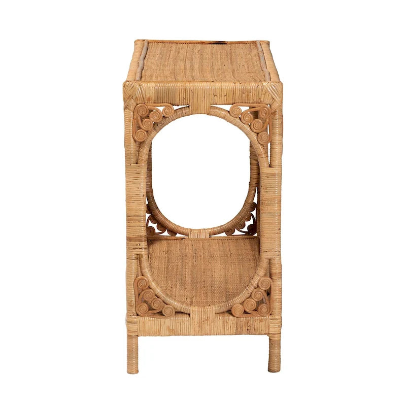 Modern Bohemian Light Honey Rattan Console Table