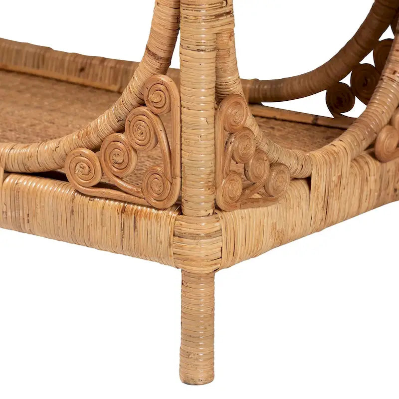 Modern Bohemian Light Honey Rattan Console Table