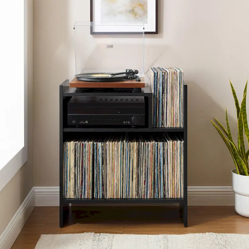 Multi‑Tier Record Player Cabinet, Vinyl Album Storage Shelf