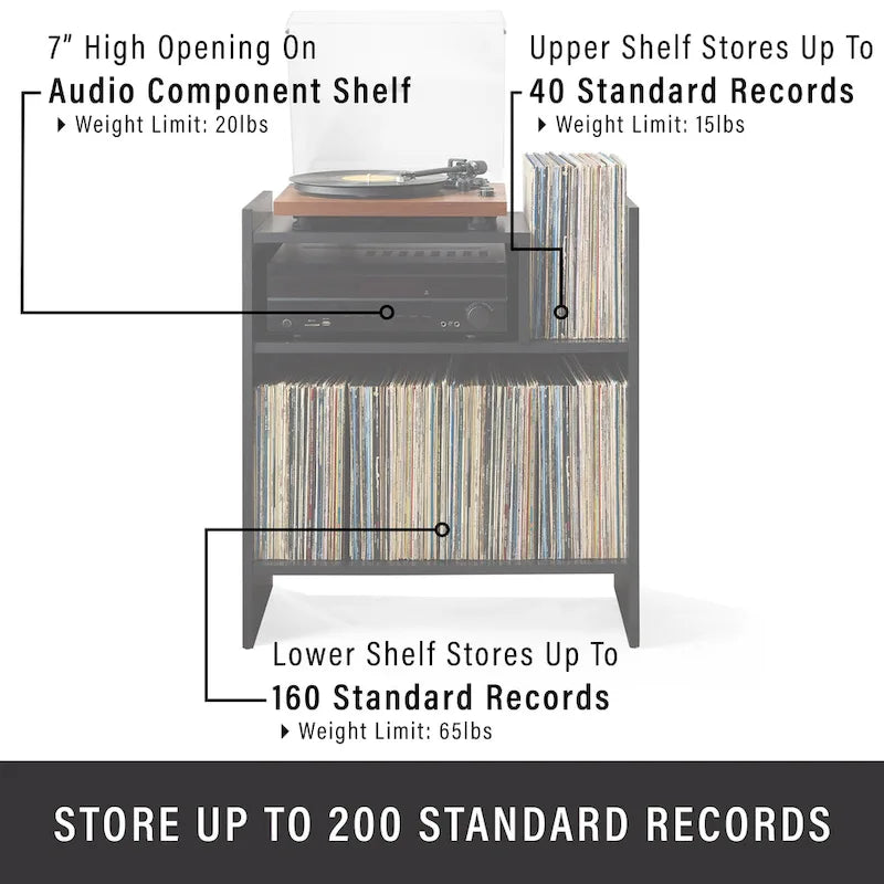 Multi‑Tier Record Player Cabinet, Vinyl Album Storage Shelf