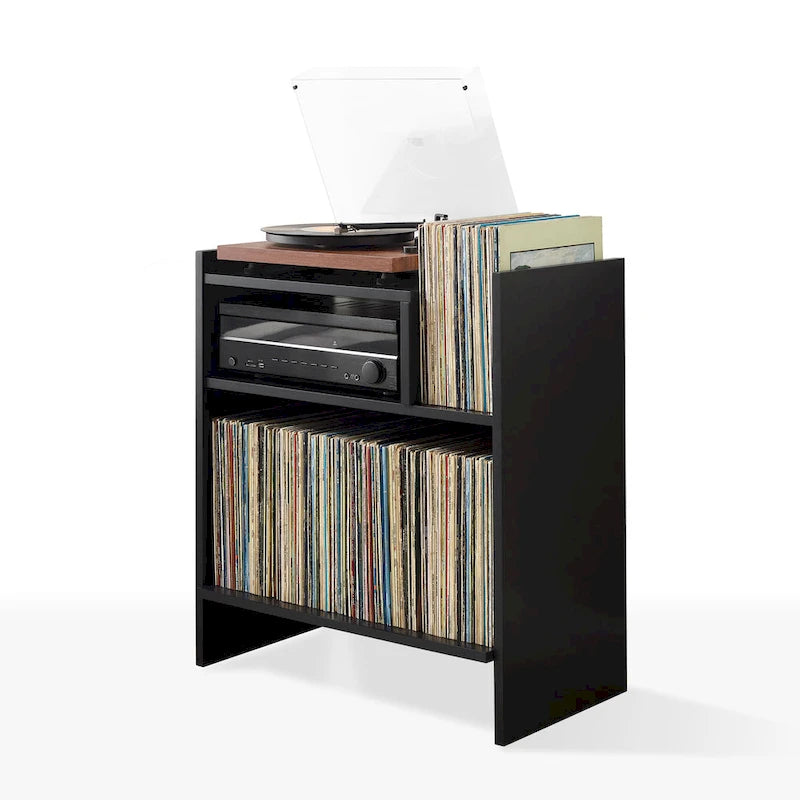 Multi‑Tier Record Player Cabinet, Vinyl Album Storage Shelf