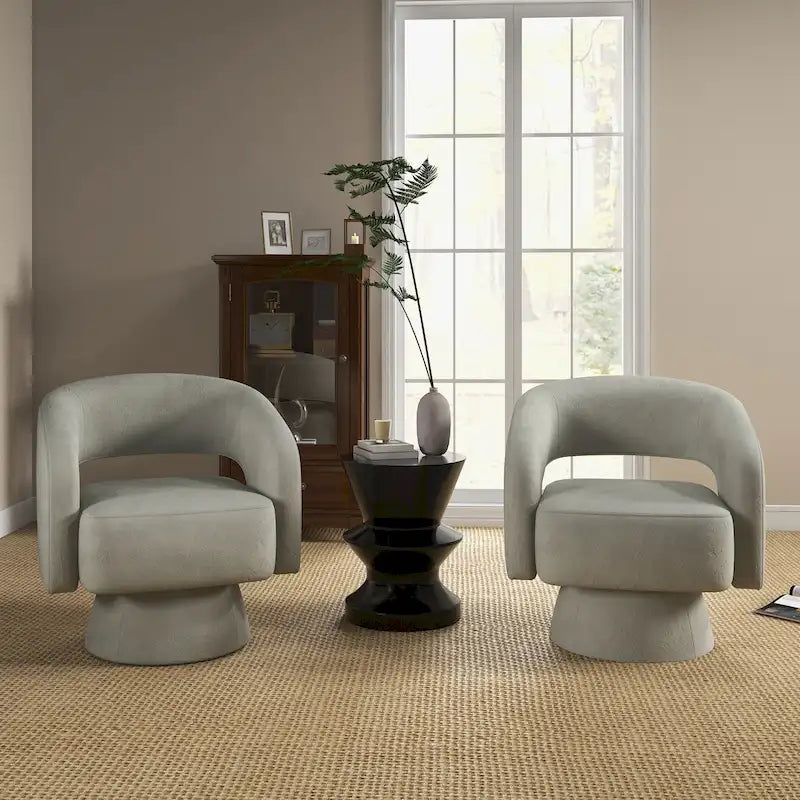 360-Degree Swivel Barrel Upholstered Modern Armchair