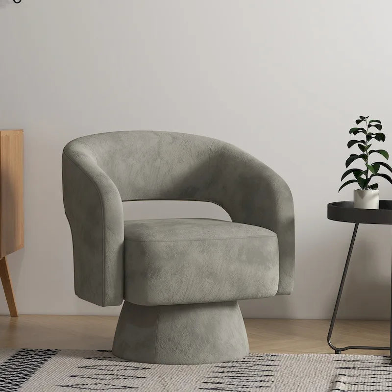 360-Degree Swivel Barrel Upholstered Modern Armchair