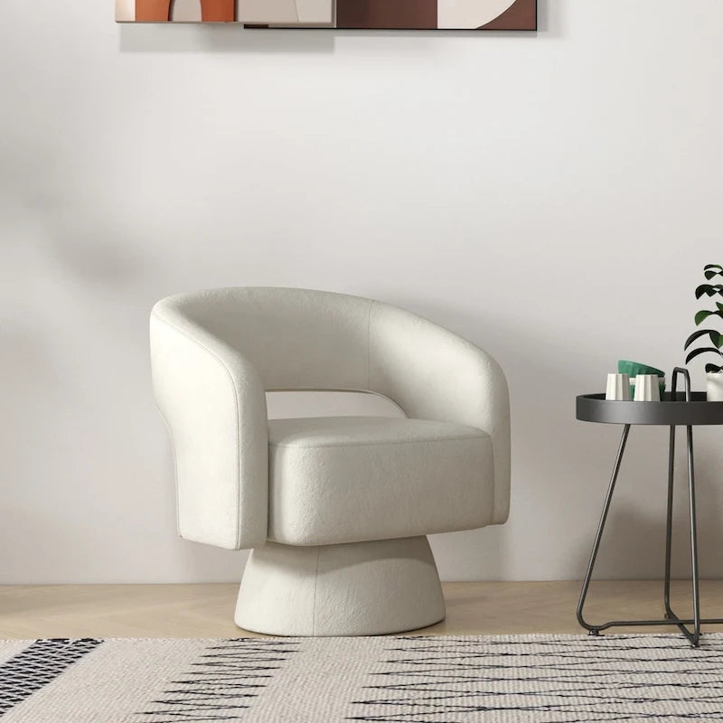 360-Degree Swivel Barrel Upholstered Modern Armchair