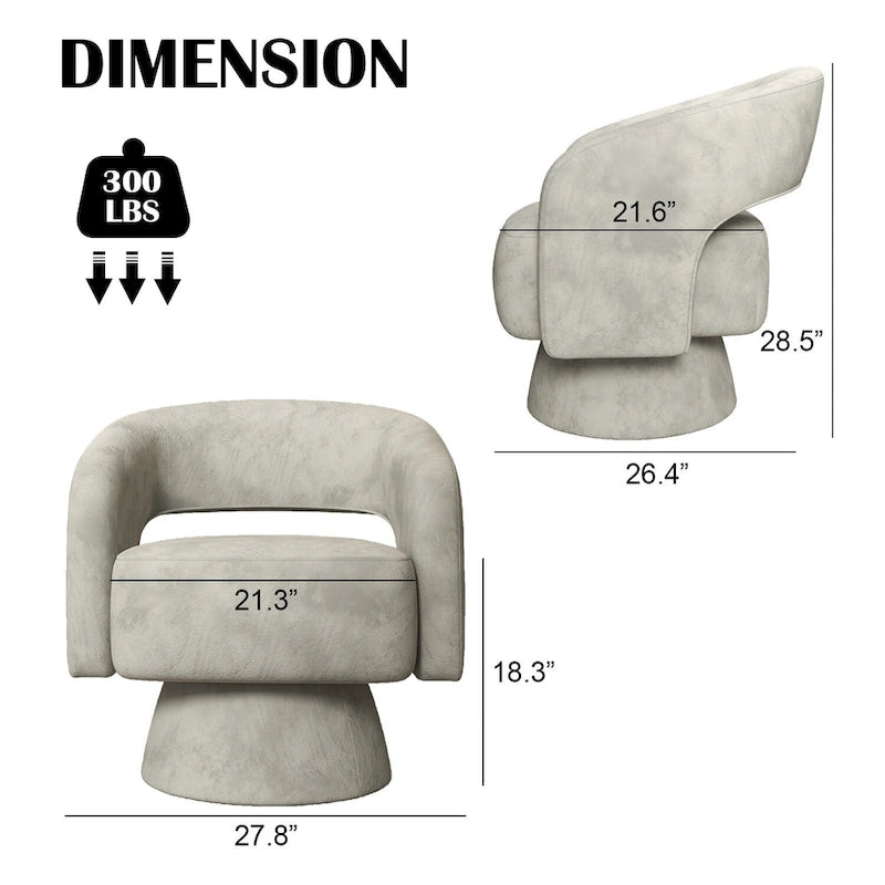 360-Degree Swivel Barrel Upholstered Modern Armchair