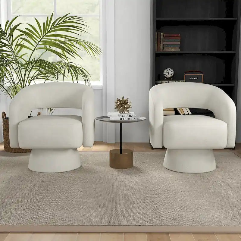 360-Degree Swivel Barrel Upholstered Modern Armchair