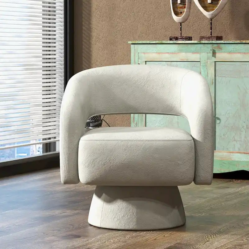 360-Degree Swivel Barrel Upholstered Modern Armchair