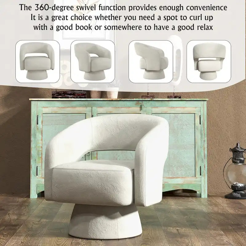 360-Degree Swivel Barrel Upholstered Modern Armchair