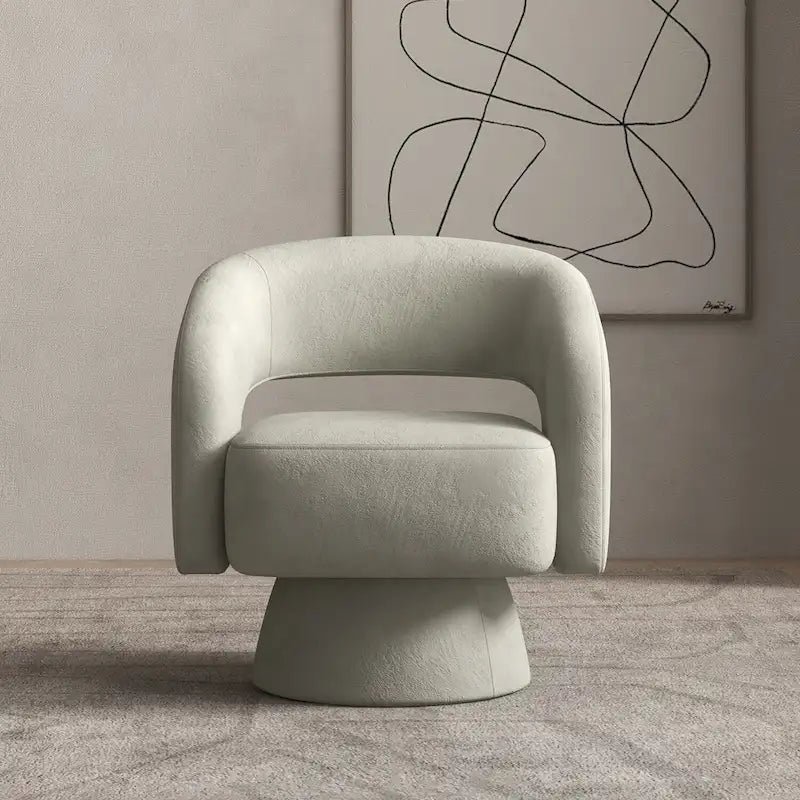 360-Degree Swivel Barrel Upholstered Modern Armchair