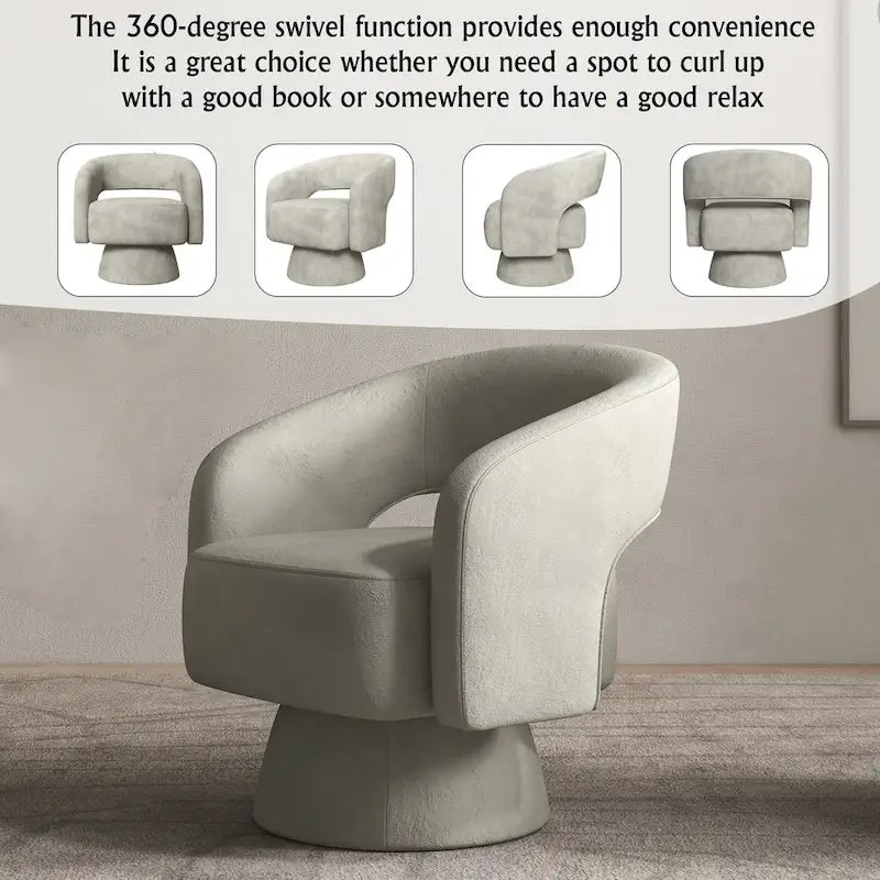 360-Degree Swivel Barrel Upholstered Modern Armchair